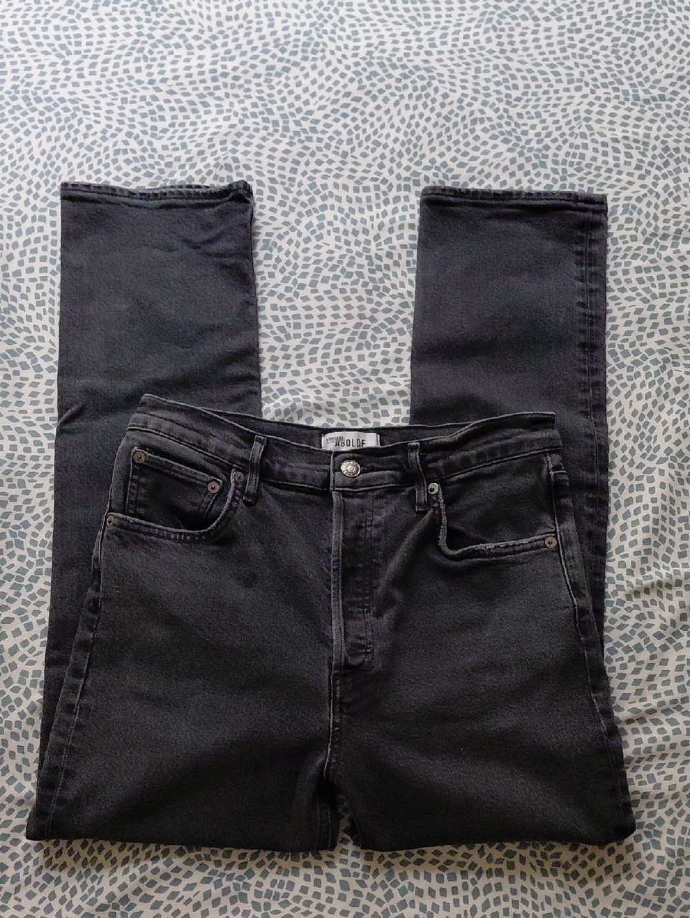 Agolde Riley Crop Black Denim Jeans Womens Size 28